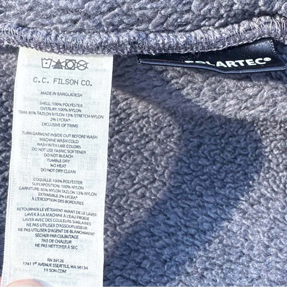 Filson Jacket Size Men’s XS Sherpa Fleece Full Zip Grey Black - Picture 6 of 6